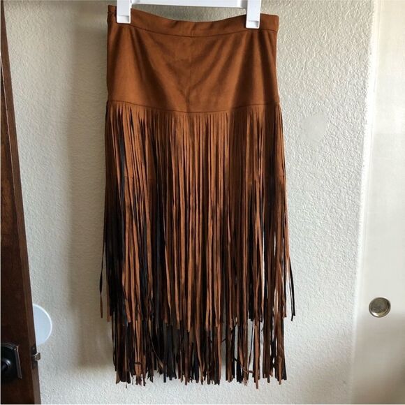 Anthropologie RAGA Asymmetrical Fringe Skirt in Brown and Black - Picture 10 of 10